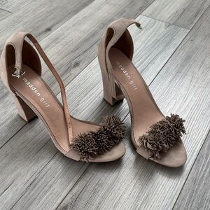 Madden Girl Taupe Pom-Pom Heels